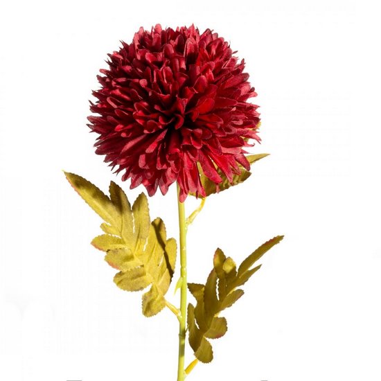 Kwiat sztuczny dekoracyjny CHRYZANTEMA czerwona Eurofirany - ∅ 12 x 63 cm - bordowy