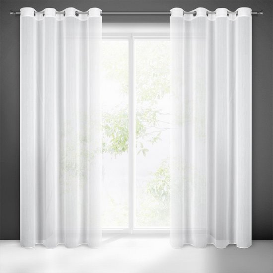 Kalia gładka biała firana o wyraźnym splocie na przelotkach 140x260 cm Eurofirany Kalia gładka biała firana o wyraźnym splocie na przelotkach 140x260 cm Eurofirany - 140 x 260 cm
