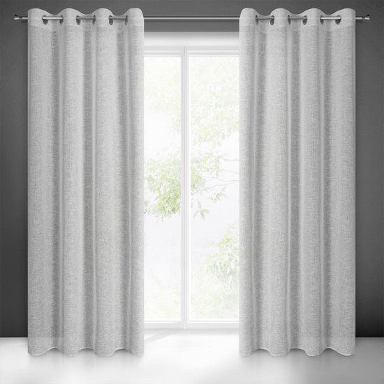 Amari zwiewna stalowa zasłona w stylu eko na przelotkach 140x250 cm Eurofirany Amari zwiewna stalowa zasłona w stylu eko na przelotkach 140x250 cm Eurofirany - 140 x 250 cm