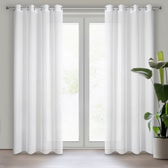 Firana z etaminy biała MARGO gęsta z połyskiem 140x250 cm na przelotkach Eurofirany Firana z etaminy biała MARGO gęsta z połyskiem 140x250 cm na przelotkach Eurofirany - 140 x 250 cm