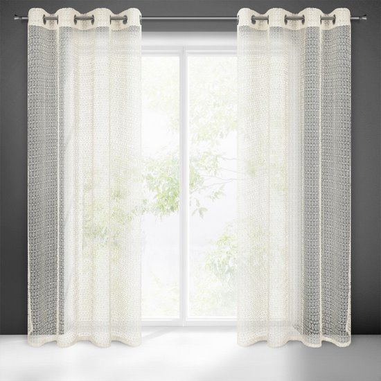Lara lekka zasłona z siateczki ecru w stylu boho na przelotkach 140x250 cm Eurofirany Lara lekka zasłona z siateczki ecru w stylu boho na przelotkach 140x250 cm Eurofirany - 140 x 250 cm