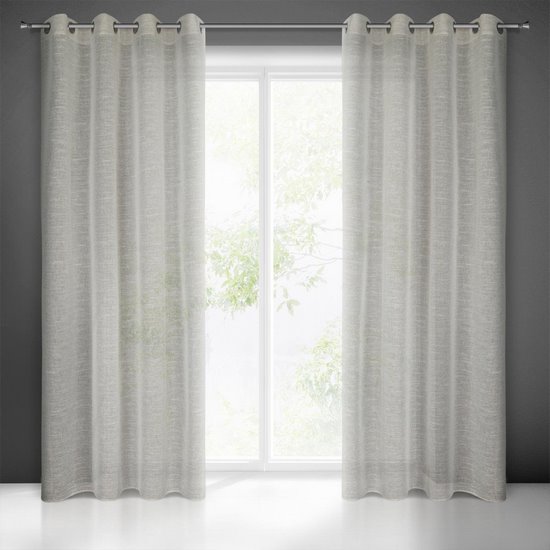 Amari zwiewna beżowa zasłona w stylu eko na przelotkach 140x250 cm Eurofirany Amari zwiewna beżowa zasłona w stylu eko na przelotkach 140x250 cm Eurofirany - 140 x 250 cm