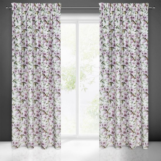 Arleta biała zasłona z welwetu z motywem kwiatowym na taśmie 140x270 cm Eurofirany Arleta biała zasłona z welwetu z motywem kwiatowym na taśmie 140x270 cm Eurofirany - 140 x 270 cm