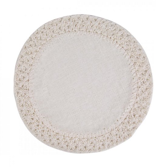 Boho 11 kremowa biodegradowalna podkładka stołowa ze wzorem plecionki 38 cm Eurofirany Boho 11 kremowa biodegradowalna podkładka stołowa ze wzorem plecionki 38 cm Eurofirany - ∅ 38 cm