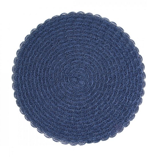 Boho 10 granatowa biodegradowalna podkładka stołowa ze wzorem plecionki 38 cm Eurofirany Boho 10 granatowa biodegradowalna podkładka stołowa ze wzorem plecionki 38 cm Eurofirany - ∅ 38 cm