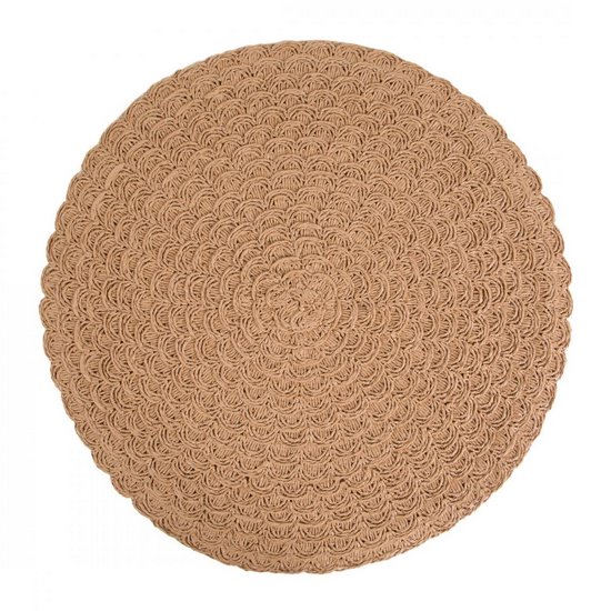 Boho 10 ciemna beżowa biodegradowalna podkładka stołowa ze wzorem plecionki 38 cm Eurofirany Boho 10 ciemna beżowa biodegradowalna podkładka stołowa ze wzorem plecionki 38 cm Eurofirany - ∅ 38 cm
