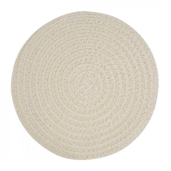 Boho 9 kremowa biodegradowalna podkładka stołowa ze wzorem plecionki 38 cm Eurofirany Boho 9 kremowa biodegradowalna podkładka stołowa ze wzorem plecionki 38 cm Eurofirany - ∅ 38 cm