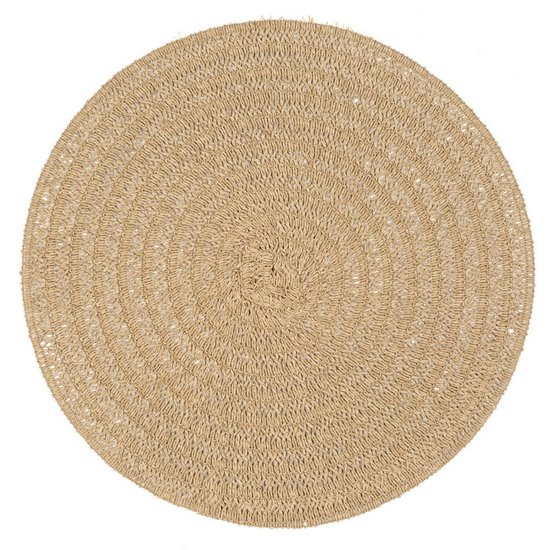 Boho 9 beżowa biodegradowalna podkładka stołowa ze wzorem plecionki 38 cm Eurofirany Boho 9 beżowa biodegradowalna podkładka stołowa ze wzorem plecionki 38 cm Eurofirany - ∅ 38 cm