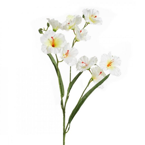 Kwiat sztuczny dekoracyjny z płatkami z jedwabistej tkaniny biały Eurofirany - ∅ 9 x 80 cm - biały