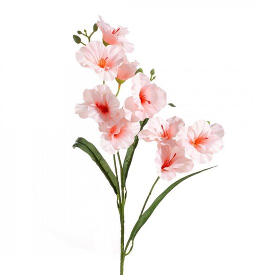 Kwiat sztuczny dekoracyjny z płatkami z jedwabistej tkaniny różówy Eurofirany - ∅ 9 x 80 cm - jasnoróżowy