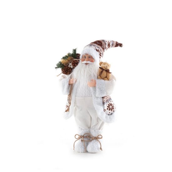 Mikołaj z misiem biało - brązowa figurka świąteczna 45 cm Eurofirany Mikołaj z misiem biało - brązowa figurka świąteczna 45 cm Eurofirany - 26 x 16 x 45 cm