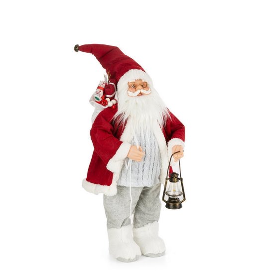 Figurka dekoracyjna Mikołaj z latarnią biało - czerwony 60 cm Eurofirany Figurka dekoracyjna Mikołaj z latarnią biało - czerwony 60 cm Eurofirany - 33 x 20 x 60 cm