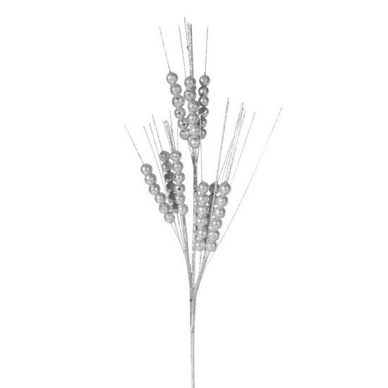 Srebrna gałązka dekoracyjna z kuleczkami na choinkę stroik 38 cm Eurofirany Srebrna gałązka dekoracyjna z kuleczkami na choinkę stroik 38 cm Eurofirany - 38 x 20 cm