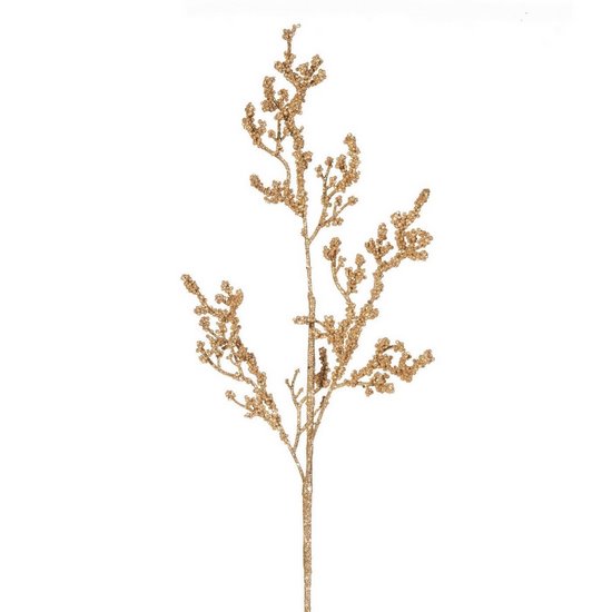 Złota gałązka na choinkę z drobnymi listeczkami 50 cm Eurofirany Złota gałązka na choinkę z drobnymi listeczkami 50 cm Eurofirany - 50 x 20 cm