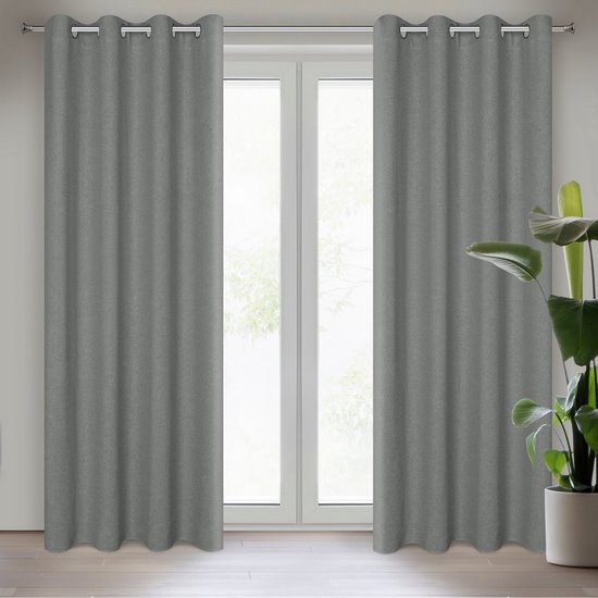 Lidia srebrna zasłona o luźnym splocie w stylu cottage core 140x250 cm Eurofirany Lidia srebrna zasłona o luźnym splocie w stylu cottage core 140x250 cm Eurofirany - 140 x 250 cm