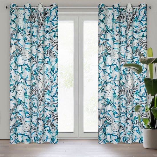 Iga biała zasłona zaciemniająca z tkaniny whiteout ze wzorem botanicznym 140x250 cm Eurofirany Iga biała zasłona zaciemniająca z tkaniny whiteout ze wzorem botanicznym 140x250 cm Eurofirany - 140 x 250 cm