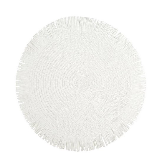 Boho 1 biała podkładka stołowa ze wzorem plecionki 38 cm Eurofirany Boho 1 biała podkładka stołowa ze wzorem plecionki 38 cm Eurofirany - ∅ 38 cm
