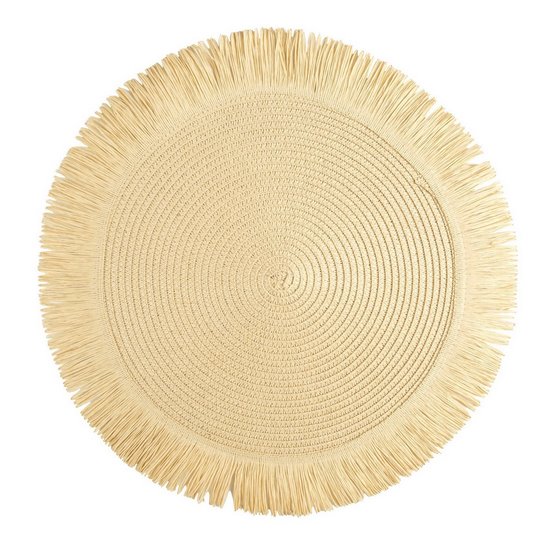 Boho 1 beżowa podkładka stołowa ze wzorem plecionki 38 cm Eurofirany Boho 1 beżowa podkładka stołowa ze wzorem plecionki 38 cm Eurofirany - ∅ 38 cm