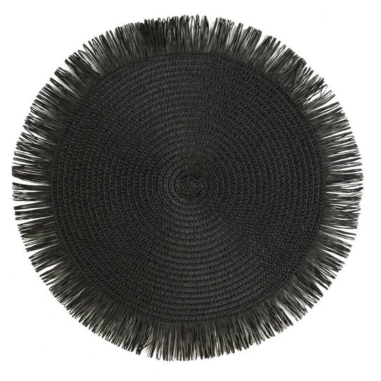 Boho 1 czarna podkładka stołowa ze wzorem plecionki 38 cm Eurofirany Boho 1 czarna podkładka stołowa ze wzorem plecionki 38 cm Eurofirany - ∅ 38 cm