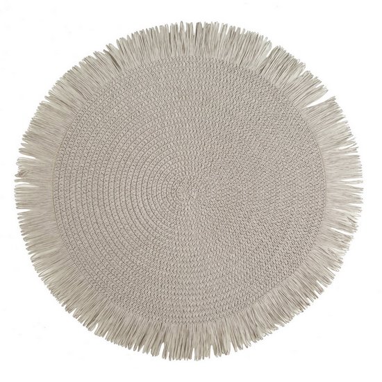 Boho 1 srebrna podkładka stołowa ze wzorem plecionki 38 cm Eurofirany Boho 1 srebrna podkładka stołowa ze wzorem plecionki 38 cm Eurofirany - ∅ 38 cm