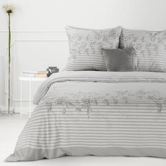 Komplet pościeli SARA 8 popielaty z bawełny renforce deluxe 160x200 cm, 2x 70x80 cm Eurofirany Komplet pościeli SARA 8 popielaty z bawełny renforce deluxe 160x200 cm, 2x 70x80 cm Eurofirany - 160 x 200 cm