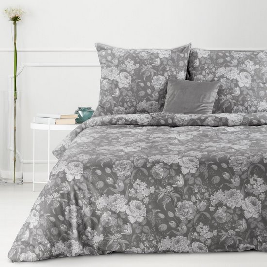 Komplet pościeli SARA 20 stalowy z bawełny renforce deluxe 220x200 cm, 2x 70x80 cm EUROFIRANY Komplet pościeli SARA 20 stalowy z bawełny renforce deluxe 220x200 cm, 2x 70x80 cm EUROFIRANY - 220 x 200 cm