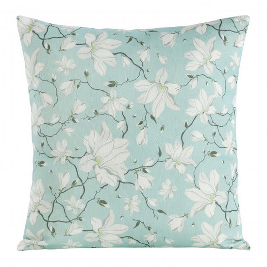 Poszewka dekoracyjna miętowa FLORE 2 z motywem kwiatów magnolii 45x45 cm Eurofirany Poszewka dekoracyjna miętowa FLORE 2 z motywem kwiatów magnolii 45x45 cm Eurofirany - 45 x 45 cm