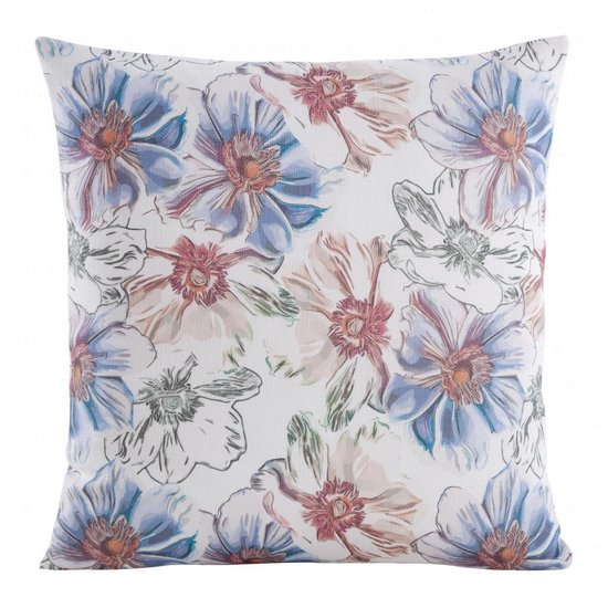 Poszewka dekoracyjna miętowa FLORE 7 w niebieskie i różowe kwiaty 45x45 cm Eurofirany Poszewka dekoracyjna miętowa FLORE 7 w niebieskie i różowe kwiaty 45x45 cm Eurofirany - 45 x 45 cm