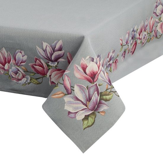 Obrus gobelinowy popielaty MAGNOLIA z tkanym wzorem kwiatowym 140x180 cm Eurofirany Obrus gobelinowy popielaty MAGNOLIA z tkanym wzorem kwiatowym 140x180 cm Eurofirany - 140 x 180 cm