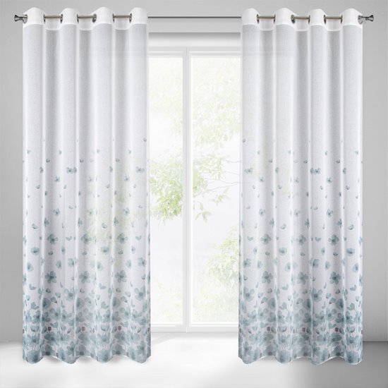Andrea biała firana z etaminy ze wzorem kwiatów na przelotkach 140x250 cm Eurofirany Andrea biała firana z etaminy ze wzorem kwiatów na przelotkach 140x250 cm Eurofirany - 140 x 250 cm
