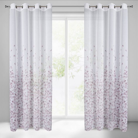 Noemi biała firana z etaminy z dołem zdobionym kwiatami na przelotkach 140x250 cm Eurofirany Noemi biała firana z etaminy z dołem zdobionym kwiatami na przelotkach 140x250 cm Eurofirany - 140 x 250 cm