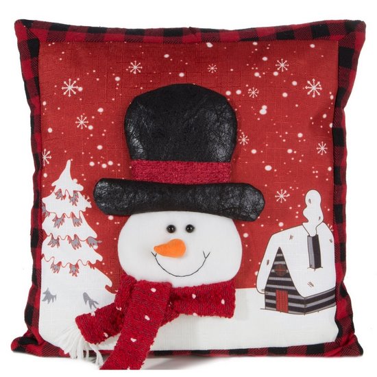 SNOW czerwona poszewka świąteczna z trójwymiarowym bałwankiem 45x45 cm Eurofirany SNOW czerwona poszewka świąteczna z trójwymiarowym bałwankiem 45x45 cm Eurofirany - 45 x 45 cm
