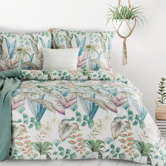 Komplet pościeli zielonej LEA we wzór roślinny z satynowym splotem 140x200 cm, 1x 70x80 cm Design 91 Komplet pościeli zielonej LEA we wzór roślinny z satynowym splotem 140x200 cm, 1x 70x80 cm Design 91 - 140 x 200 cm