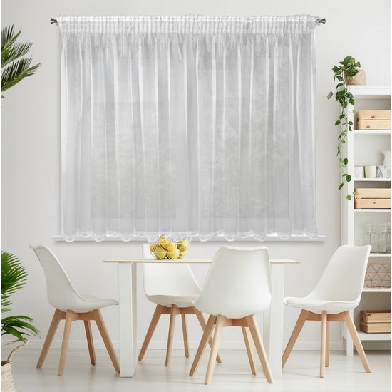 Eliza biała klasyczna firana z haftowaną aplikacją na taśmie 300x145 cm Eurofirany Eliza biała klasyczna firana z haftowaną aplikacją na taśmie 300x145 cm Eurofirany - 300 x 145 cm