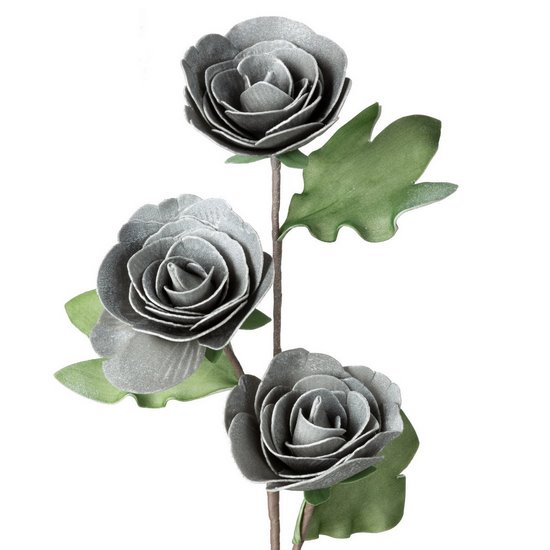 Kwiat sztuczny dekoracyjny srebrny Eurofirany - ∅ 12 x 77 cm - srebrny