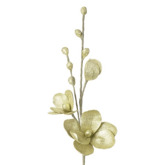 Kwiat sztuczny dekoracyjny z lśniącym brokatem szampański Eurofirany - ∅ 15 x 86 cm - szampański