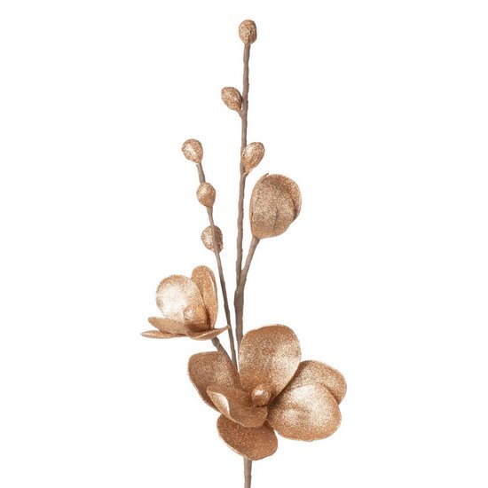 Kwiat sztuczny dekoracyjny z lśniącym brokatem złoty Eurofirany - ∅ 15 x 86 cm - złoty