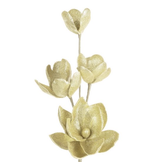 Kwiat sztuczny dekoracyjny z lśniącym brokatem szampański Eurofirany - ∅ 20 x 75 cm - szampański