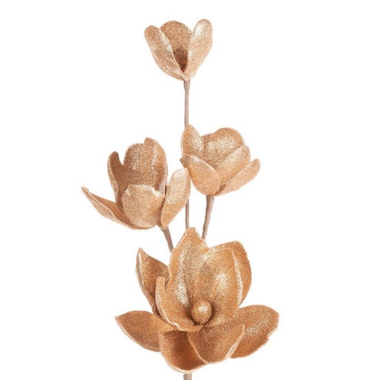 Kwiat sztuczny dekoracyjny z lśniącym brokatem złoty Eurofirany - ∅ 20 x 75 cm - złoty