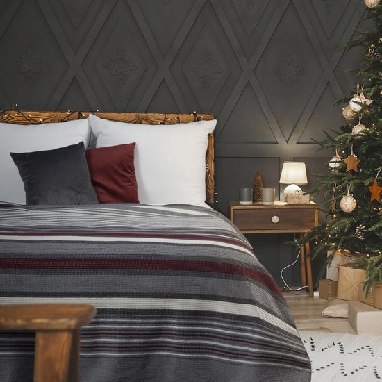 Koc kolorowy z bawełny z akrylem w minimalistycznym stylu 150x200 cm EUROFIRANY Koc kolorowy z bawełny z akrylem w minimalistycznym stylu 150x200 cm EUROFIRANY - 150 x 200 cm
