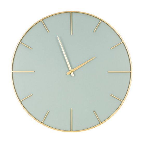 Okrągły zegar ścienny w nowoczesnym stylu Eurofirany - 60 x 4 x 60 cm - miętowy