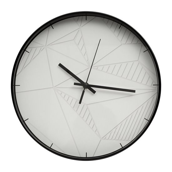 Okrągły zegar ścienny z wzorem geometrycznym na cyferblacie Eurofirany - 30 x 4 x 30 cm - kremowy