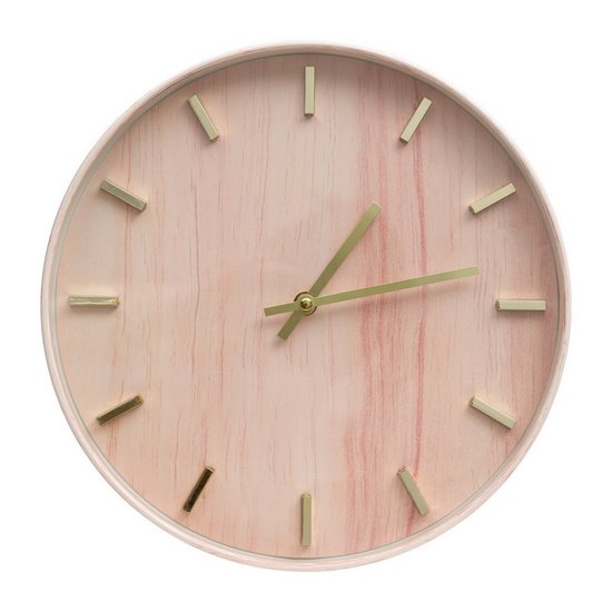 Okrągły zegar w nowoczesnym stylu Eurofirany - 30 x 4 x 30 cm - różowy
