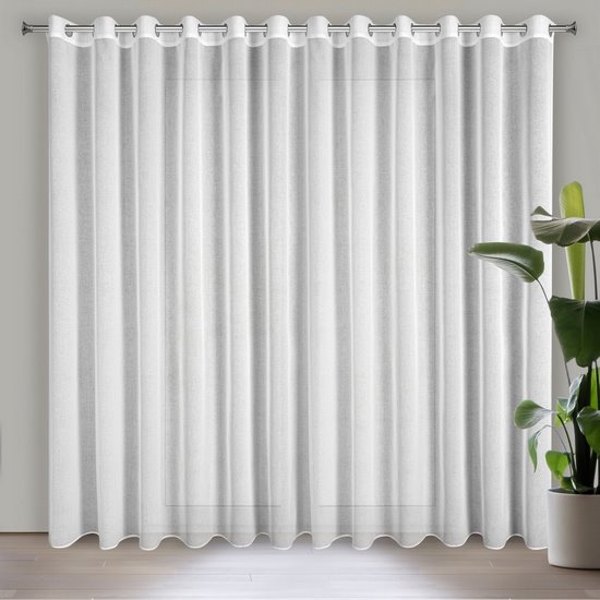 Firana z etaminy biała MARGO gęsta z połyskiem 300x250 cm na przelotkach Eurofirany Firana z etaminy biała MARGO gęsta z połyskiem 300x250 cm na przelotkach Eurofirany - 300 x 250 cm