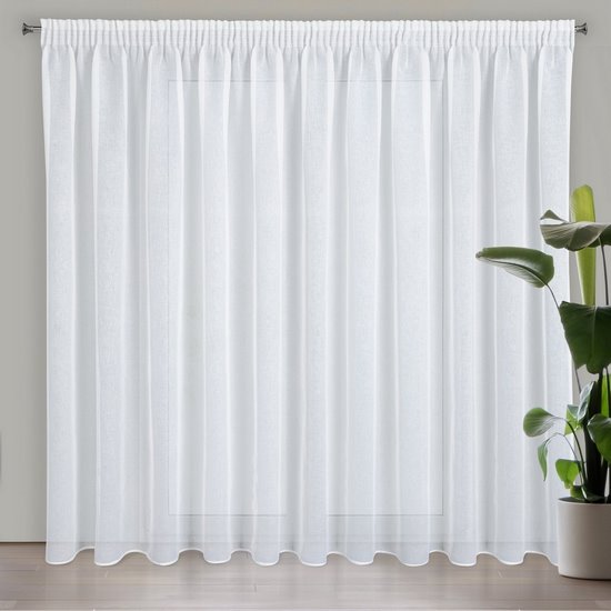 Lana biała gładka firana z etaminy w stylu eko 350x250 cm na taśmie Lana biała gładka firana z etaminy w stylu eko 350x250 cm na taśmie - 350 x 250 cm