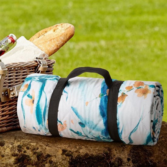 Piknik 1 koc piknikowy biały z motywem kwiatów 130x145 cm Eurofirany Piknik 1 koc piknikowy biały z motywem kwiatów 130x145 cm Eurofirany - 130 x 145 cm