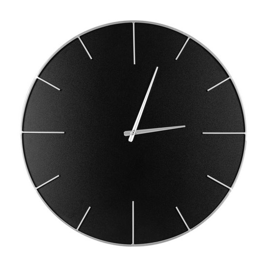 Duży zegar ścienny w metalowej ramie z czarnym cyferblatem Eurofirany - 60 x 4 x 60 cm - czarny