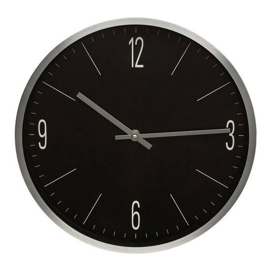 Okrągły zegar ścienny w metalowej ramie Eurofirany - 30 x 4 x 30 cm - czarny