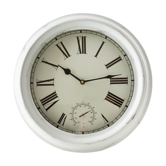 Okrągły zegar w stylu retro z rzymskimi cyframi Eurofirany - 37 x 5 x 37 cm - biały