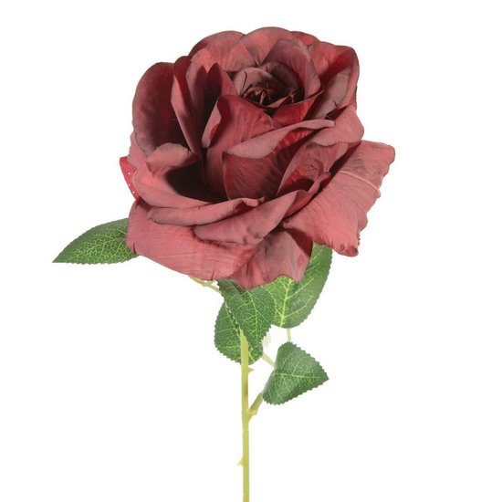 Kwiat sztuczny dekoracyjny RÓŻA bordowa Eurofirany - ∅ 13 x 53 cm - bordowy